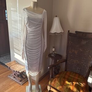 Beige with tan piping Ruched Dress XL